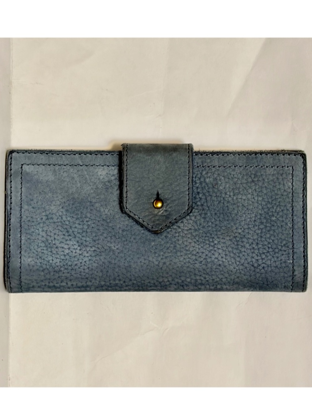 Madewell The Post Stormy Blue Leather Flap Wallet Long Bi Fold Clutch Organizer